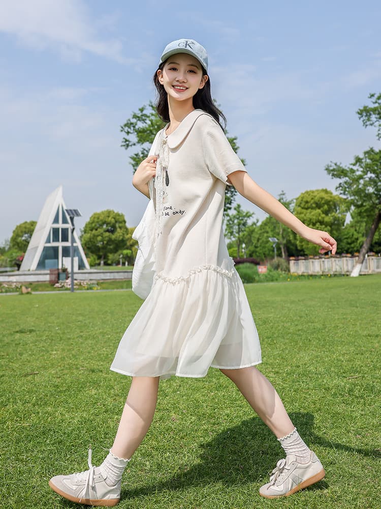 スカート ゆめかわチュールギャザーワンピース