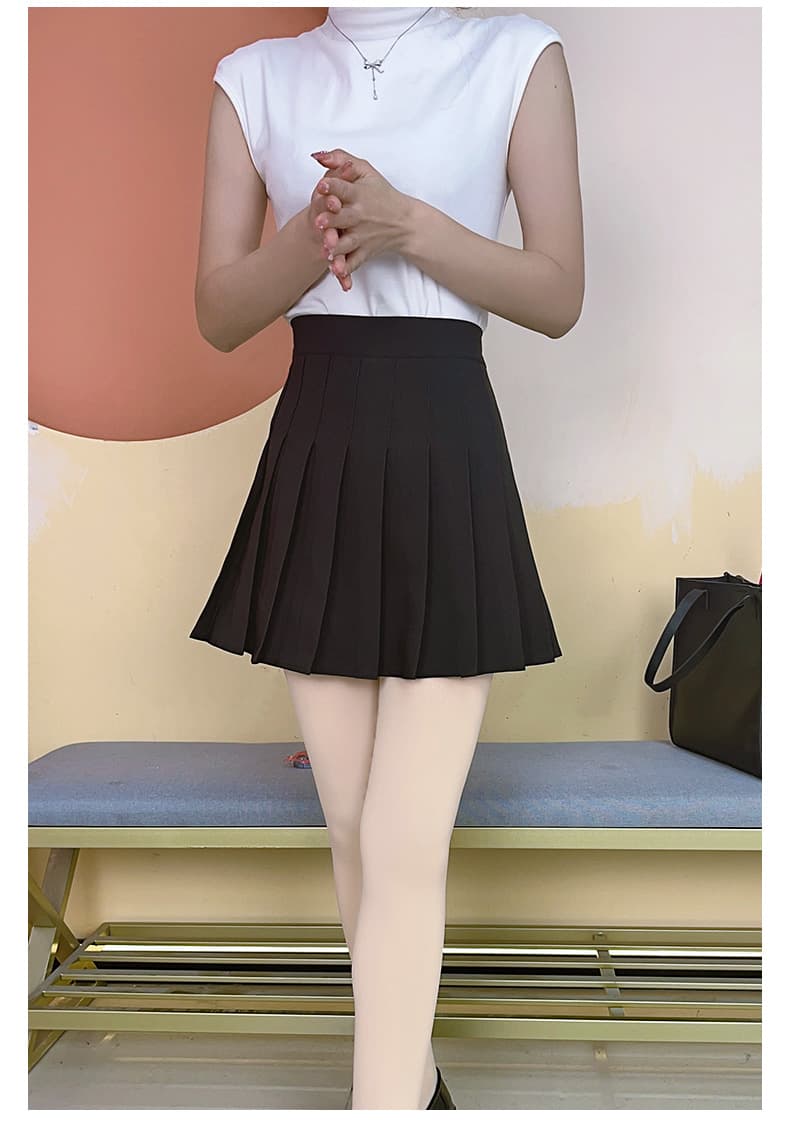 ハイウエスト プリーツミニスカート