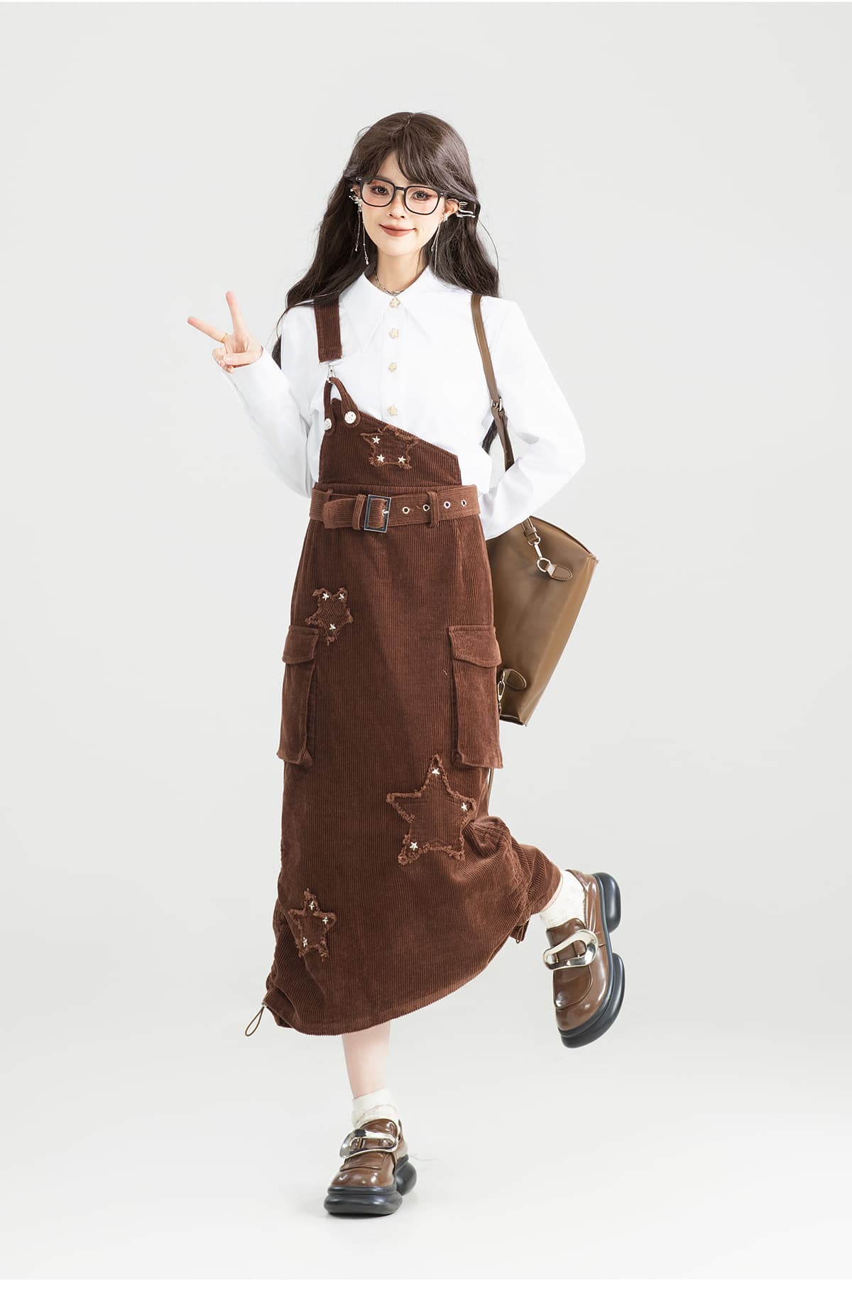 スカート 星柄サイドポケット付きジャンパースカート