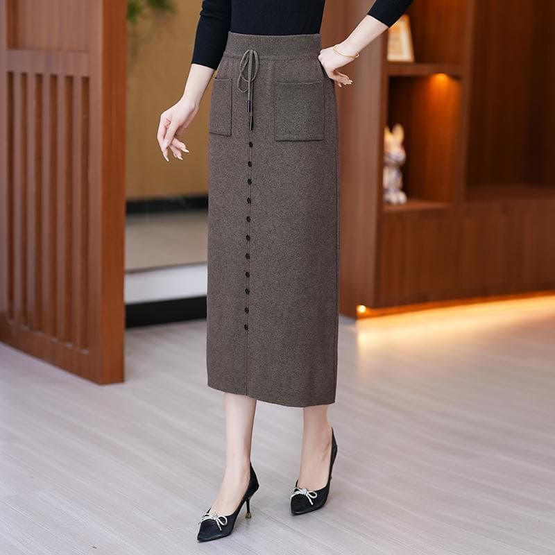 リボン付き前開きタイトスカート