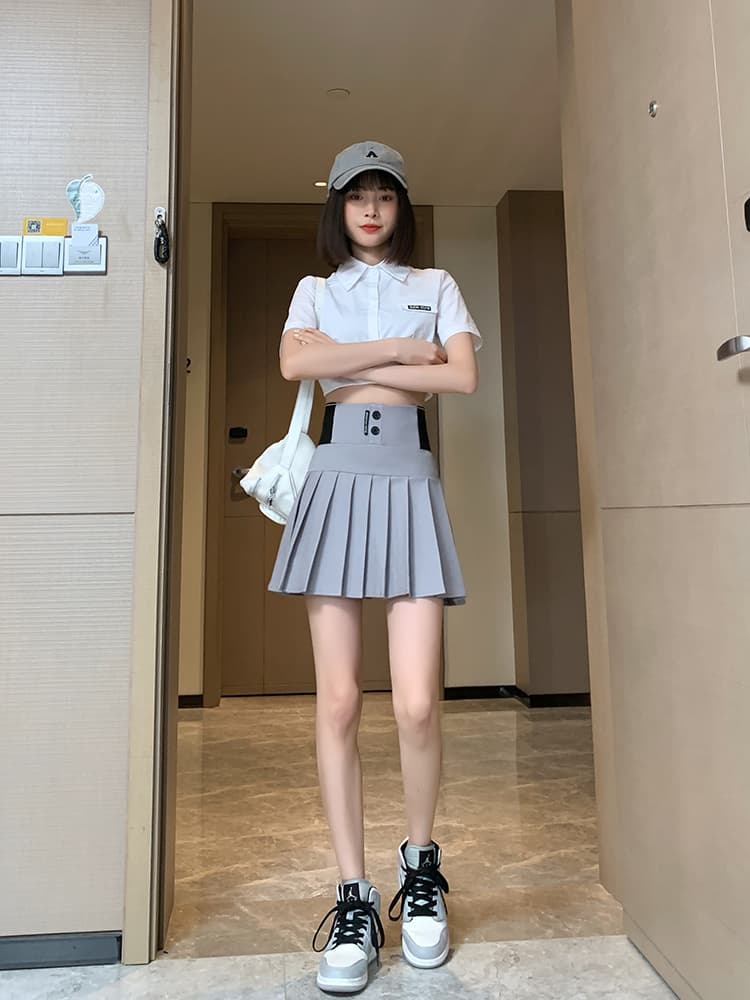 ハイウエストプリーツミニスカート