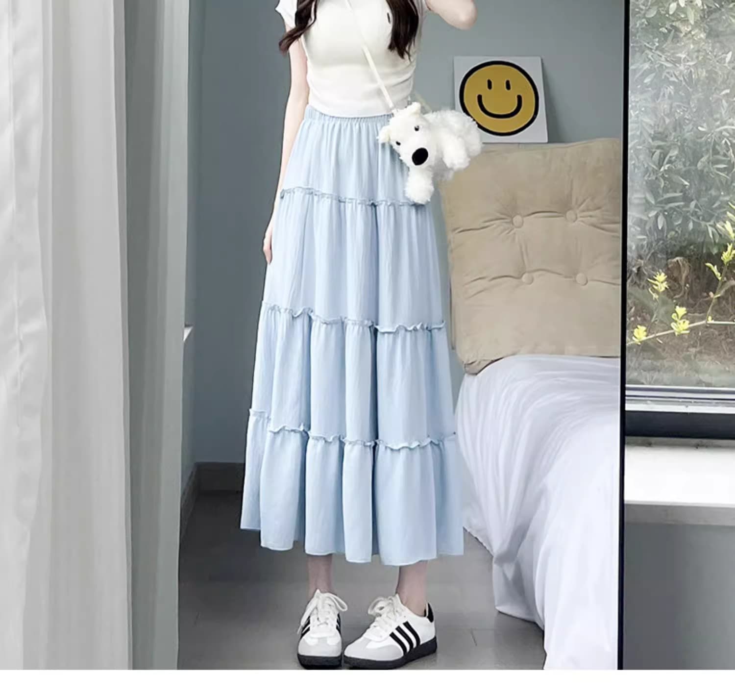 ふんわりティアードロングスカート