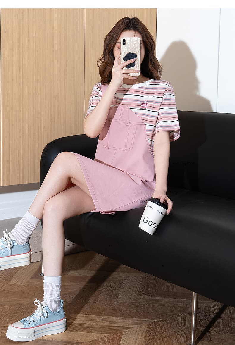 スカート ティアード切替えサロペットスカート