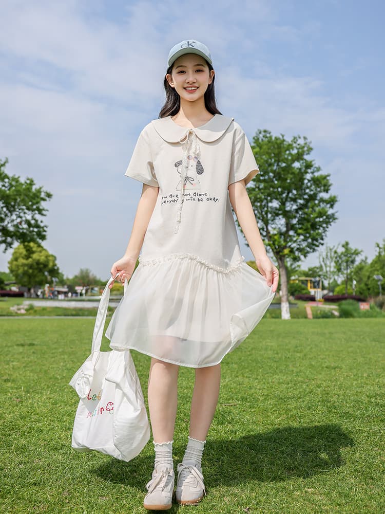 スカート ゆめかわチュールギャザーワンピース